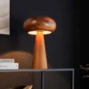 Runde Tischlampe ALVA 40cm natur Akazienholz Eisen Tischleuchte