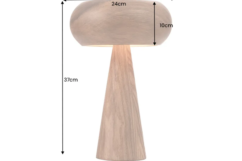 Runde Tischlampe ALVA 40cm natur Akazienholz Eisen Tischleuchte