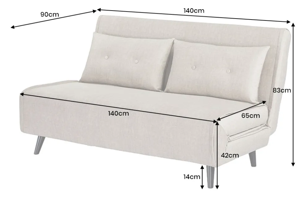 Schlafsessel SMART MULTIFUNCTION 140cm champagner Vogue Seiden Samtstoff