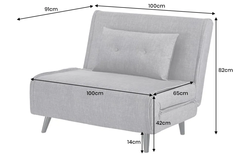 Schlafsessel SMART MULTIFUNCTION 100cm grau Vogue Seiden Samtstoff