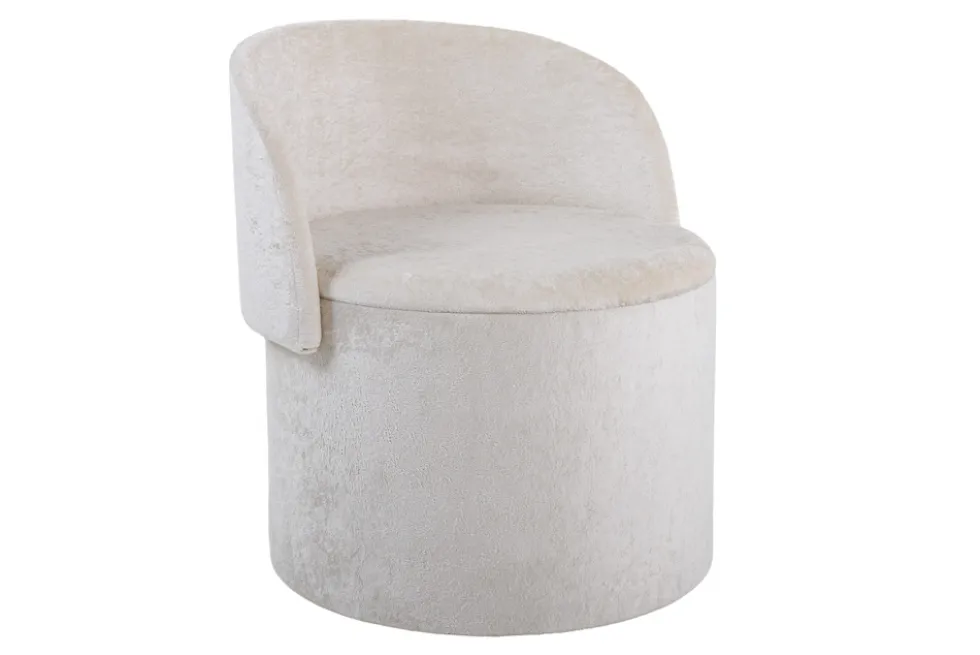 Sessel LUNA 65cm beige Bouclé Polsterhocker mit klappbarer Rückenlehne und Stauraum