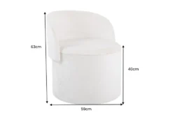 Sessel LUNA 65cm beige Bouclé Polsterhocker mit klappbarer Rückenlehne und Stauraum