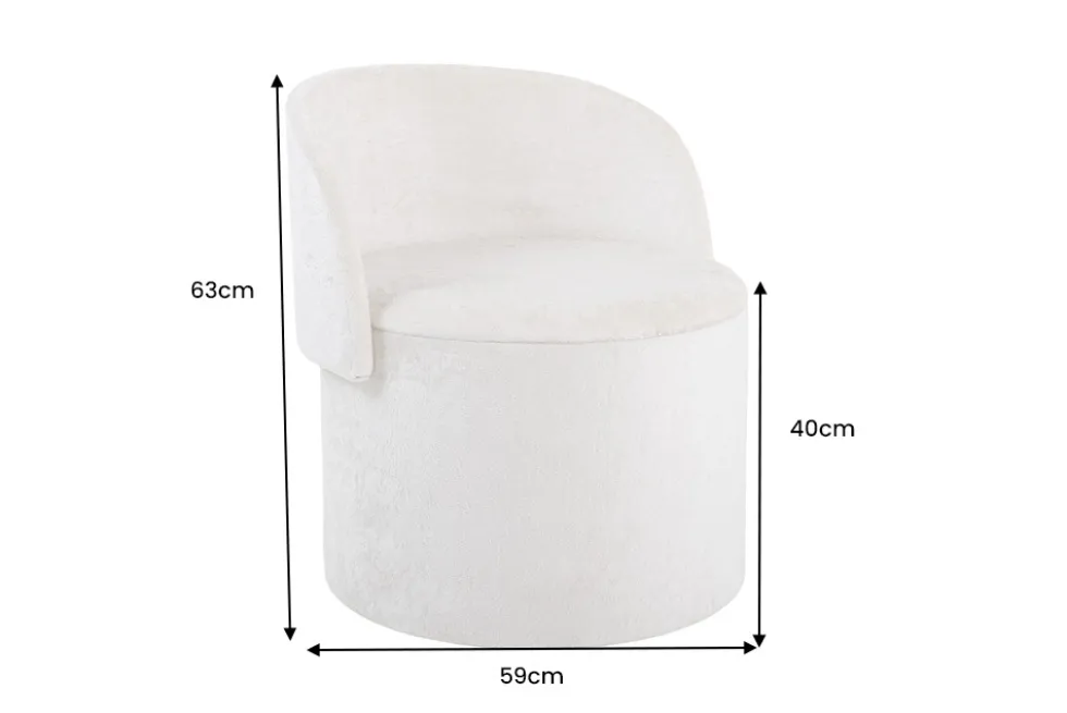 Sessel LUNA 65cm beige Bouclé Polsterhocker mit klappbarer Rückenlehne und Stauraum