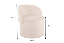 Sessel LUNA 65cm champagner greige Bouclé Polsterhocker mit klappbarer Rückenlehne und Stauraum