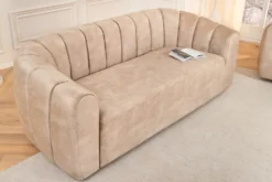 3-Sitzer Sofa BABYLON 200cm champagner beige Samt mit Ziersteppung