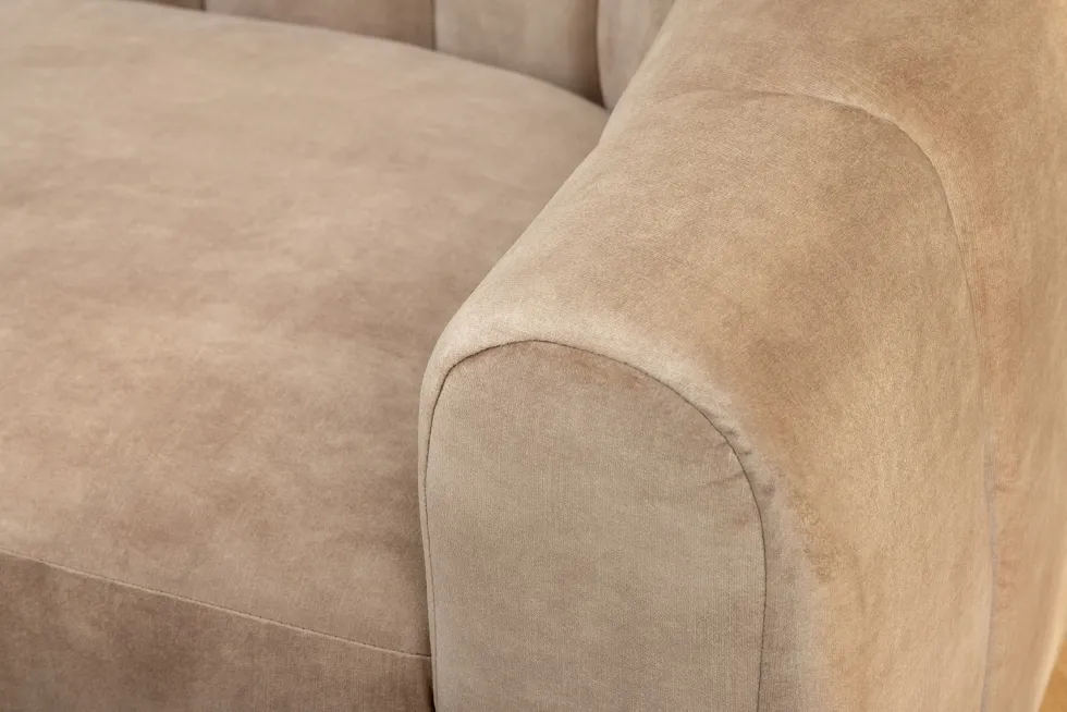 3-Sitzer Sofa BABYLON 200cm champagner beige Samt mit Ziersteppung