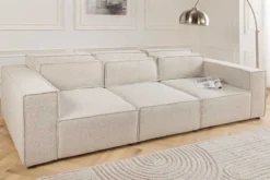 3-Sitzer Sofa BOSSA NOVA 260cm beige ocean Strukturstoff Couch inkl. Kissen
