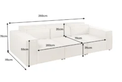 3-Sitzer Sofa BOSSA NOVA 260cm beige ocean Strukturstoff Couch inkl. Kissen