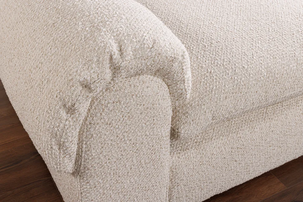 4-Sitzer Sofa SIXTH SENSE 245cm beige Bouclé-Strickstoff mit Nosagfederung und Daunenfedern