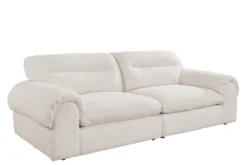 4-Sitzer Sofa SIXTH SENSE 245cm beige Bouclé-Strickstoff mit Nosagfederung und Daunenfedern