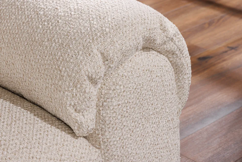 4-Sitzer Sofa SIXTH SENSE 245cm beige Bouclé-Strickstoff mit Nosagfederung und Daunenfedern