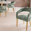 Skandinavischer Stuhl BOUTIQUE grün Strukturstoff brushed champagner gold Metall