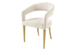 Skandinavischer Stuhl BOUTIQUE beige Strukturstoff brushed champagner gold Metall