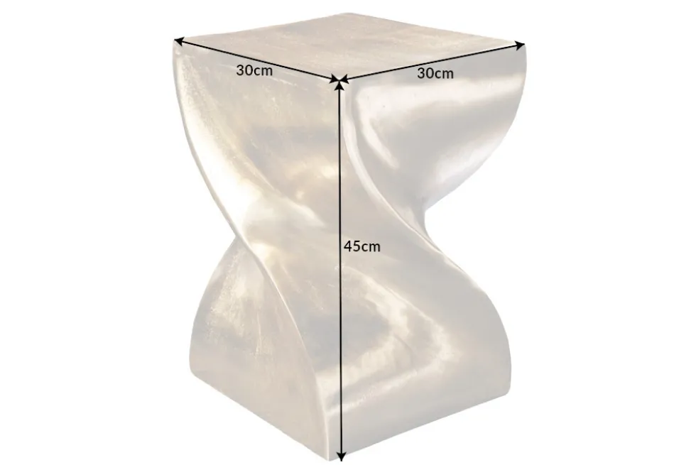 Skulpturaler Beistelltisch TWIST 45cm gold Aluminium handmade Sitzhocker Nachttisch