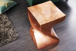 Skulp­tu­raler Beistelltisch TWIST 45cm kupfer geflammt Metall handmade Nachttisch