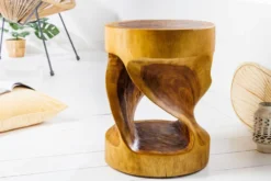 Skulpturaler Beistelltisch ARTE 35cm natur Suarholz rund handmade in Bali Sitzhocker