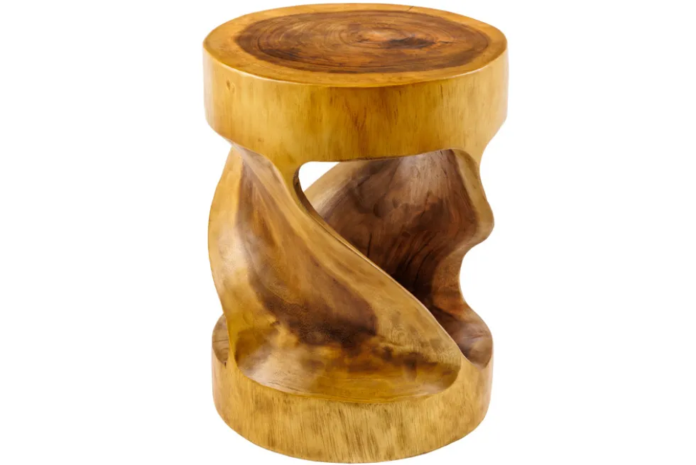Skulpturaler Beistelltisch ARTE 35cm natur Suarholz rund handmade in Bali Sitzhocker