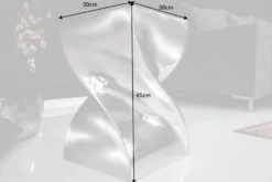Skulpturaler Beistelltisch TWIST 45cm silber Aluminium poliert Sitzhocker Modern Design
