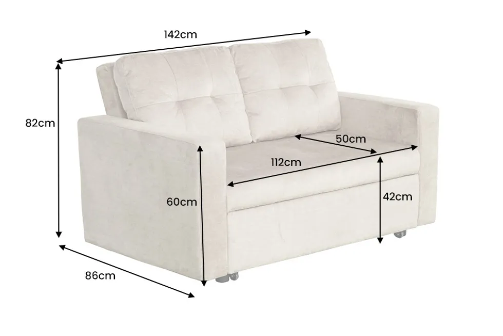 Sofa mit Schlaffunktion SMART 140cm grau hochwertiger Vogue Seiden Samtstoff