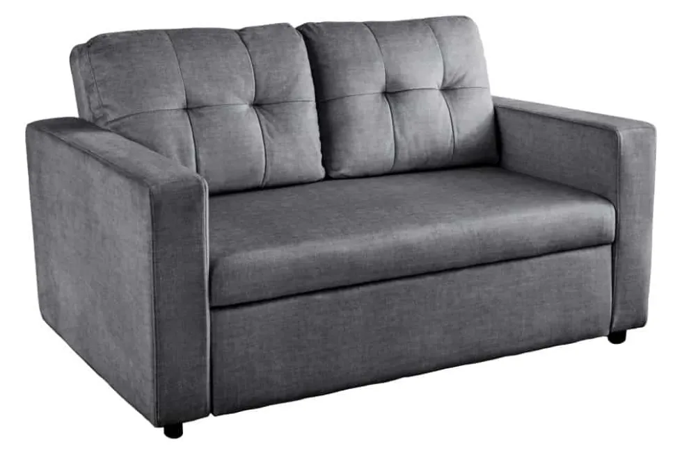 Sofa mit Schlaffunktion SMART 140cm grau hochwertiger Vogue Seiden Samtstoff