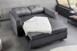 Sofa mit Schlaffunktion SMART 140cm grau hochwertiger Vogue Seiden Samtstoff