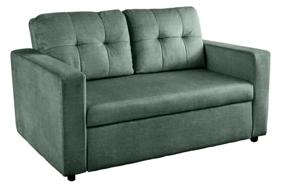 Sofa mit Schlaffunktion SMART moosgrün hochwertiger Vogue Seiden Samtstoff