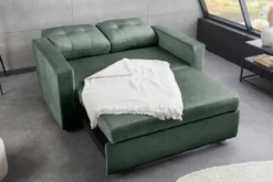 Sofa mit Schlaffunktion SMART moosgrün hochwertiger Vogue Seiden Samtstoff