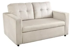 Sofa mit Schlaffunktion SMART 140cm champagner beige hochwertiger Vogue Seiden Samtstoff