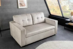 Sofa mit Schlaffunktion SMART 140cm champagner beige hochwertiger Vogue Seiden Samtstoff