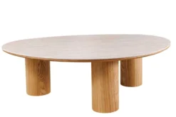 Stilvoller Couchtisch ORGANIKO 110cm natur Eiche Travertin Keramik