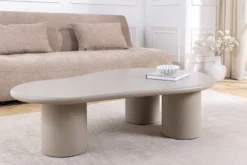 Stilvoller Couchtisch ORGANIKO 130cm cement greige organische Form