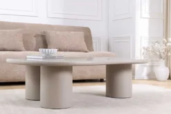 Stilvoller Couchtisch ORGANIKO 130cm cement greige organische Form