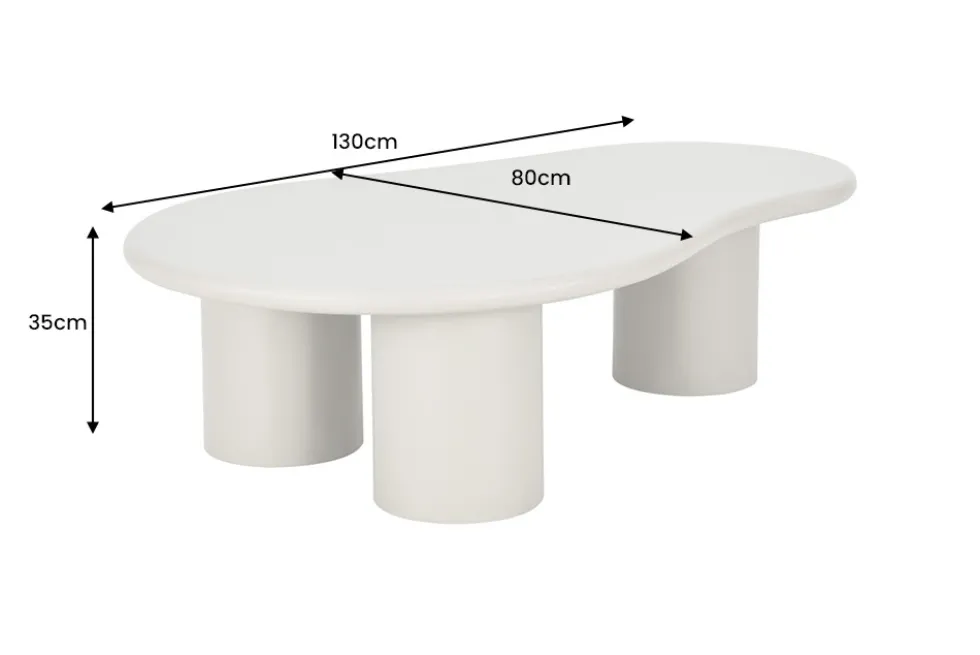 Stilvoller Couchtisch ORGANIKO 130cm cement greige organische Form