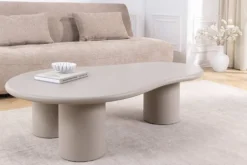 Stilvoller Couchtisch ORGANIKO 130cm cement greige organische Form