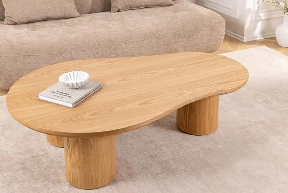 Stilvoller Couchtisch ORGANIKO 130cm natur Eiche organische Form