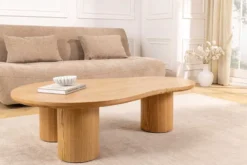Stilvoller Couchtisch ORGANIKO 130cm natur Eiche organische Form