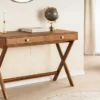 Stilvoller Konsolentisch SECRETARIO 110cm braun Akazie gold mit Schubladen