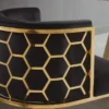 Stilvoller Stuhl ELEGANCE schwarz Samt gold Edelstahl mit Armlehne