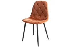 Stilvoller Stuhl GLAMM rost braun Chenille Cremona Rauten-Steppung schwarz Metall