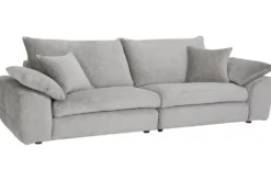 Stilvolles Big Sofa SOHO 260cm grau Chenille 4-Sitzer Couch mit Wellenunterfederung