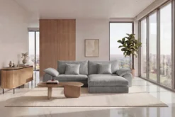 Stilvolles Big Sofa SOHO 260cm grau Chenille 4-Sitzer Couch mit Wellenunterfederung