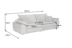 Stilvolles Big Sofa SOHO 260cm grau Chenille 4-Sitzer Couch mit Wellenunterfederung