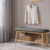 Stilvolle Schuhbank ZEN-BO 90cm natur grau Bambus Regal Sitzbank mit Stauraum