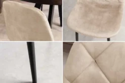 Stilvolles 2er-Set Stühle GLAMM champagner beige Samt schwarze Metallbeine