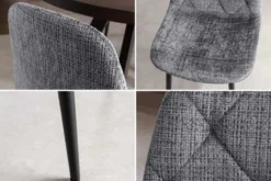 Stilvolles 2er-Set Stühle GLAMM grau Chenille Cremona schwarze Metallbeine
