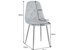 Stilvolles 2er-Set Stühle GLAMM grau Chenille Cremona schwarze Metallbeine