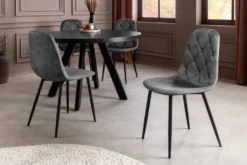 Stilvolles 2er-Set Stühle GLAMM anthrazit Samt schwarze Metallbeine