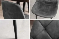 Stilvolles 2er-Set Stühle GLAMM anthrazit Samt schwarze Metallbeine