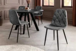 Stilvolles 2er-Set Stühle GLAMM anthrazit Samt schwarze Metallbeine