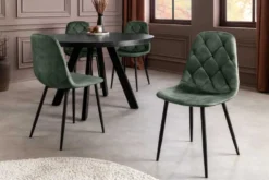 Stilvolles 2er-Set Stühle GLAMM grün Samt schwarze Metallbeine